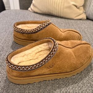 UGG Tan Suede Slippers with Plush Lining